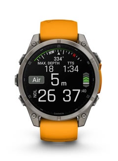 GARMIN Fenix 8 - 47MM - Up To 16 Days Battery Life - 1.4"inch Amoled Display, Scratch Resistant, Sapphire Crystal, Heart Rate Monitor, All Day Stress Monitor, Offline Voice Command, Calling Features, Super Bright Led Flashlight, iOS and Android Compatible Titanium  - Image 3