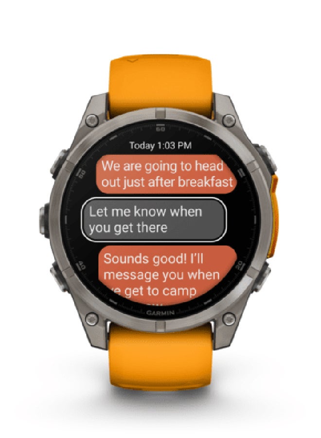 GARMIN - Fenix 8 - 47MM - Up To 16 Days Battery Life - 1.4"inch Amoled Display, Scratch Resistant, Sapphire Crystal, Heart Rate Monitor, All Day Stress Monitor, Offline Voice Command, Calling Features, Super Bright Led Flashlight, iOS and Android Compatible Titanium - Image 1
