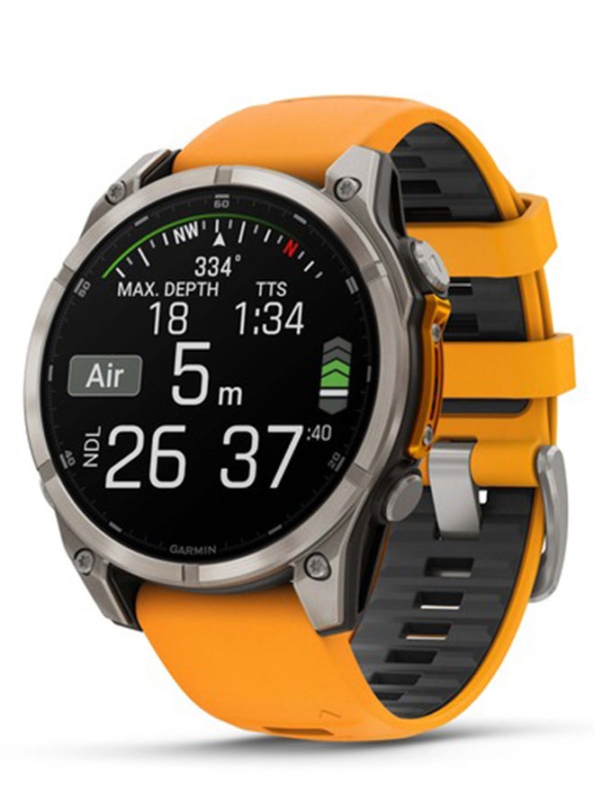 GARMIN - Fenix 8 - 47MM - Up To 16 Days Battery Life - 1.4"inch Amoled Display, Scratch Resistant, Sapphire Crystal, Heart Rate Monitor, All Day Stress Monitor, Offline Voice Command, Calling Features, Super Bright Led Flashlight, iOS and Android Compatible Titanium - Image 1