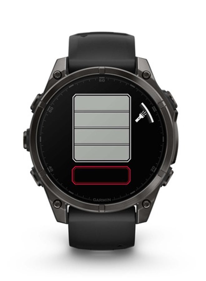 GARMIN - Fenix 8 - 47MM - Up To 16 Days Battery Life - 1.4"inch Amoled Display, Scratch Resistant, Sapphire Crystal, Heart Rate Monitor, All Day Stress Monitor, Offline Voice Command, Calling Features, Super Bright LED Flashlight, iOS and Android Compatible Carbon Gray - Image 1