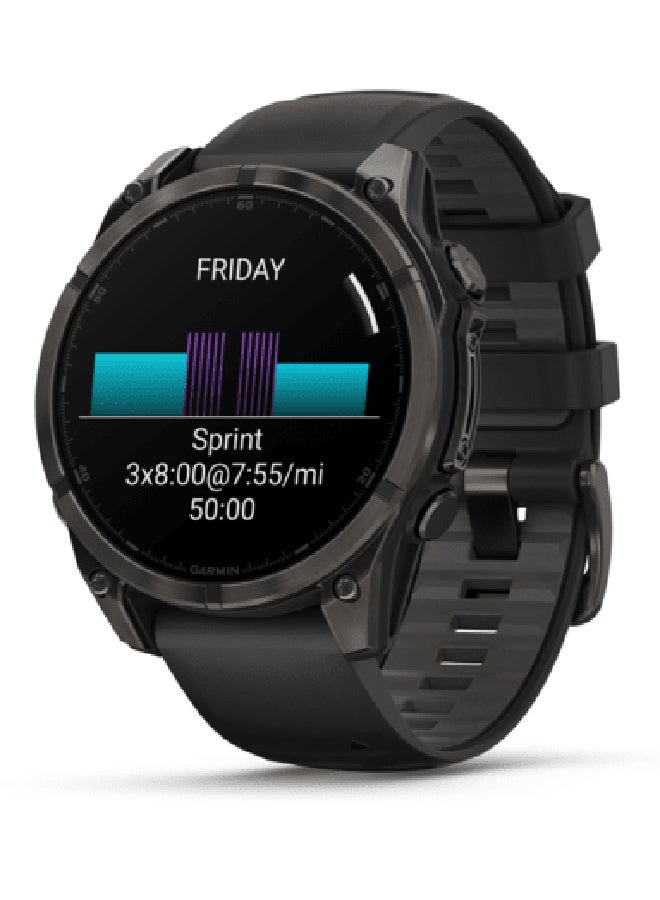 GARMIN - Fenix 8 - 47MM - Up To 16 Days Battery Life - 1.4"inch Amoled Display, Scratch Resistant, Sapphire Crystal, Heart Rate Monitor, All Day Stress Monitor, Offline Voice Command, Calling Features, Super Bright LED Flashlight, iOS and Android Compatible Carbon Gray - Image 1