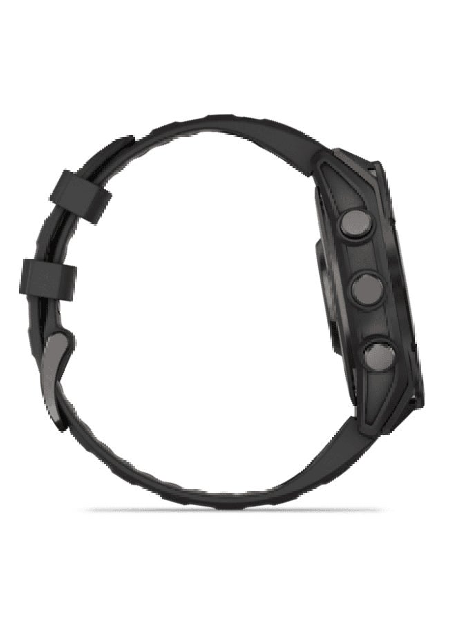 GARMIN - Fenix 8 - 47MM - Up To 16 Days Battery Life - 1.4"inch Amoled Display, Scratch Resistant, Sapphire Crystal, Heart Rate Monitor, All Day Stress Monitor, Offline Voice Command, Calling Features, Super Bright LED Flashlight, iOS and Android Compatible Carbon Gray - Image 1