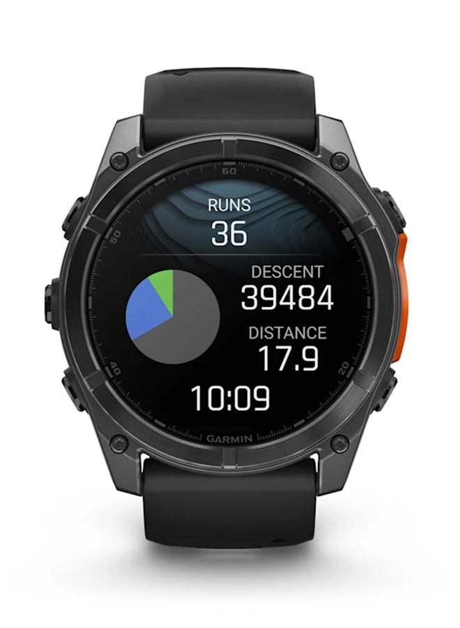 GARMIN - Fenix 8 - 51MM - Up To 29 Days Battery Life - 1.4"inch Amoled Display, Scratch Resistant, Sapphire Crystal, Heart Rate Monitor, All Day Stress Monitor, Offline Voice Command, Calling Features, Super Bright Led Flashlight, iOS and Android Compatible Slate Gray - Image 1