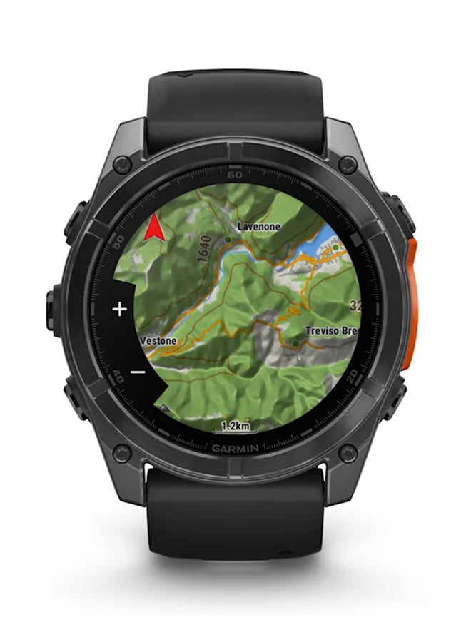 GARMIN - Fenix 8 - 51MM - Up To 29 Days Battery Life - 1.4"inch Amoled Display, Scratch Resistant, Sapphire Crystal, Heart Rate Monitor, All Day Stress Monitor, Offline Voice Command, Calling Features, Super Bright Led Flashlight, iOS and Android Compatible Slate Gray - Image 1