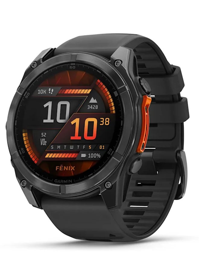 GARMIN - Fenix 8 - 51MM - Up To 29 Days Battery Life - 1.4"inch Amoled Display, Scratch Resistant, Sapphire Crystal, Heart Rate Monitor, All Day Stress Monitor, Offline Voice Command, Calling Features, Super Bright Led Flashlight, iOS and Android Compatible Slate Gray - Image 1