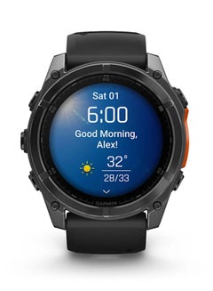 GARMIN Fenix 8 - 51MM - Up To 29 Days Battery Life - 1.4"inch Amoled Display, Scratch Resistant, Sapphire Crystal, Heart Rate Monitor, All Day Stress Monitor, Offline Voice Command, Calling Features, Super Bright Led Flashlight, iOS and Android Compatible Slate Gray  - Image 2