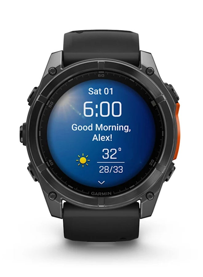 GARMIN - Fenix 8 - 51MM - Up To 29 Days Battery Life - 1.4"inch Amoled Display, Scratch Resistant, Sapphire Crystal, Heart Rate Monitor, All Day Stress Monitor, Offline Voice Command, Calling Features, Super Bright Led Flashlight, iOS and Android Compatible Slate Gray - Image 1