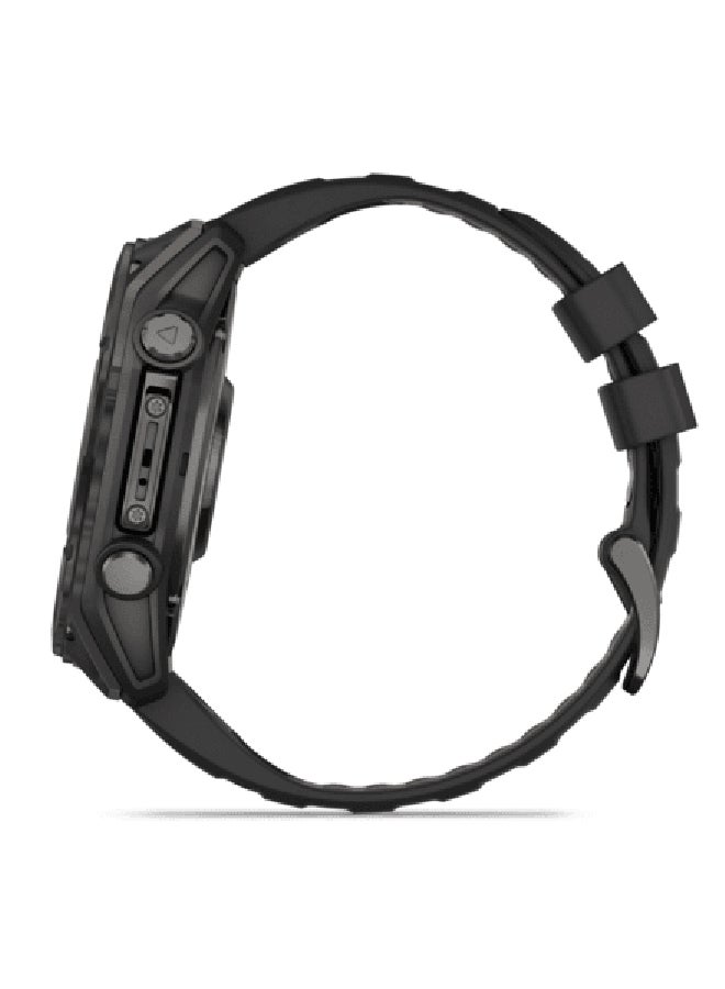 GARMIN - Fenix 8 - 51MM - Up To 29 Days Battery Life - 1.4"inch Amoled Display, Scratch Resistant, Sapphire Crystal, Heart Rate Monitor, All Day Stress Monitor, Offline Voice Command, Calling Features, Super Bright LED Flashlight, iOS and Android Compatible Carbon Gray - Image 1