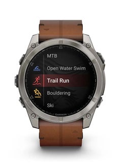 GARMIN Fenix 8 - 51MM - Up To 29 Days Battery Life - 1.4"inch Amoled Display, Scratch Resistant, Sapphire Crystal, Heart Rate Monitor, All Day Stress Monitor, Offline Voice Command, Calling Features, Super Bright LED Flashlight, iOS and Android Compatible Bare Titanium  - Image 2