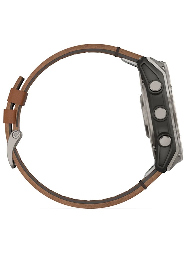 GARMIN - Fenix 8 - 51MM - Up To 29 Days Battery Life - 1.4"inch Amoled Display, Scratch Resistant, Sapphire Crystal, Heart Rate Monitor, All Day Stress Monitor, Offline Voice Command, Calling Features, Super Bright LED Flashlight, iOS and Android Compatible Bare Titanium - Image 1