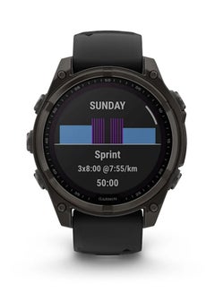 GARMIN Fenix 8 - 47MM - Up To 48 Days Battery Life With Solar Charging - 1.3"inch Sunlight-Visible, Transflective Memory-In-Pixel (Mip), Scratch Resistant, Power Sapphire™, Heart Rate Monitor, All Day Stress Monitor, Offline Voice Command, Calling Features, Super Bright Led Flashlight, iOS and Android Compatible Carbon Gray  - Image 4