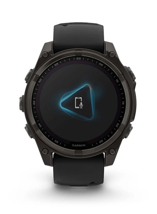 GARMIN - Fenix 8 - 47MM - Up To 48 Days Battery Life With Solar Charging - 1.3"inch Sunlight-Visible, Transflective Memory-In-Pixel (Mip), Scratch Resistant, Power Sapphire™, Heart Rate Monitor, All Day Stress Monitor, Offline Voice Command, Calling Features, Super Bright Led Flashlight, iOS and Android Compatible Carbon Gray - Image 1
