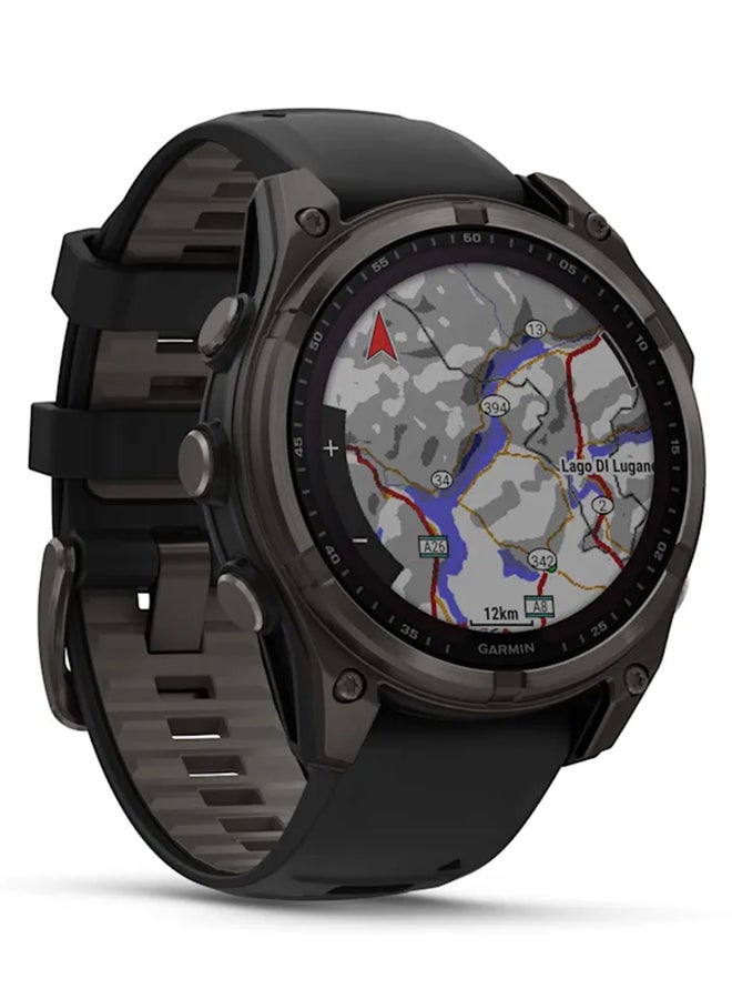 GARMIN - Fenix 8 - 47MM - Up To 48 Days Battery Life With Solar Charging - 1.3"inch Sunlight-Visible, Transflective Memory-In-Pixel (Mip), Scratch Resistant, Power Sapphire™, Heart Rate Monitor, All Day Stress Monitor, Offline Voice Command, Calling Features, Super Bright Led Flashlight, iOS and Android Compatible Carbon Gray - Image 1