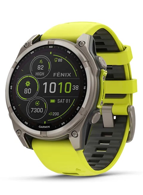 Fenix 8 Solar - 47MM - Up To 21  Days Battery Life - 1.3"inch Sunlight-Visible, Transflective Memory-In-Pixel , Scratch Resistant, Power Sapphireâ, Heart Rate Monitor, All Day Stress Monitor, Offline Voice Command, Calling Features, Super Bright LED Flashlight, iOS and Android Compatible Titanium Titanium