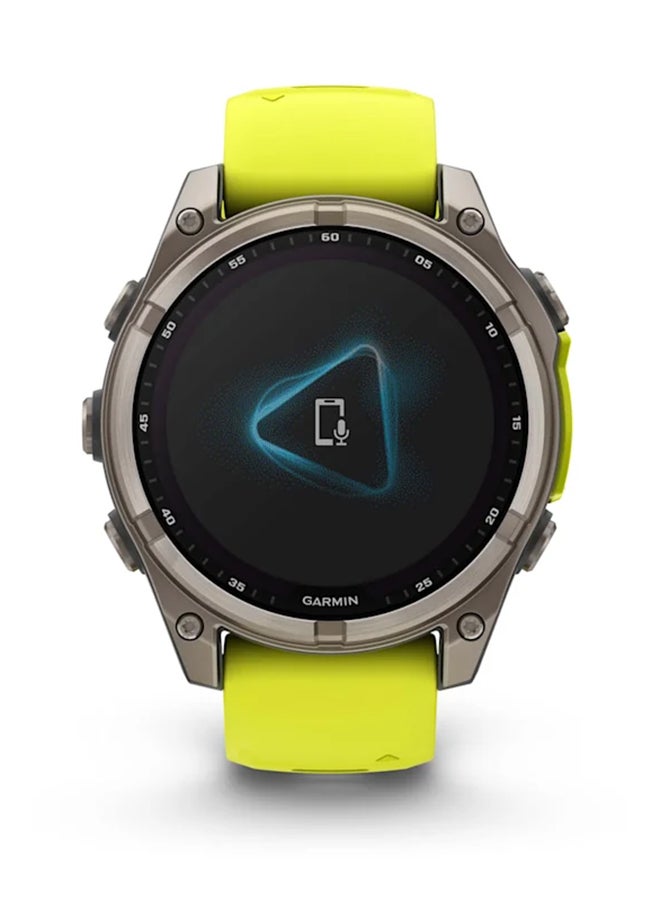 GARMIN - Fenix 8 Solar - 47MM - Up To 21  Days Battery Life - 1.3"inch Sunlight-Visible, Transflective Memory-In-Pixel , Scratch Resistant, Power Sapphireâ, Heart Rate Monitor, All Day Stress Monitor, Offline Voice Command, Calling Features, Super Bright LED Flashlight, iOS and Android Compatible Titanium Titanium - Image 1