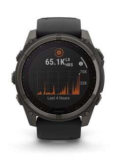 GARMIN Fenix 8 - 51MM - Up To 48 Days Battery Life with Solar Charging - 1.4"inch Sunlight-Visible, Transflective Memory-In-Pixel (Mip), Scratch Resistant, Power Sapphire™, Heart Rate Monitor, All Day Stress Monitor, Offline Voice Command, Calling Features, Super Bright LED Flashlight, iOS and Android Compatible Carbon Gray  - Image 2