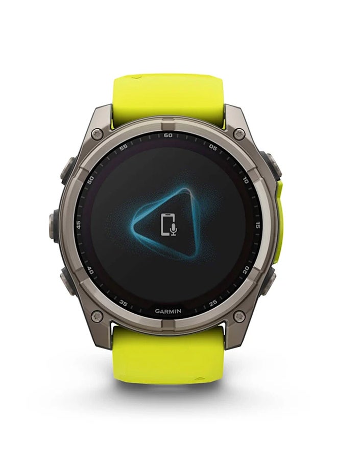 GARMIN - Fenix 8 - 51MM - Up To 48 Days Battery Life with Solar Charging - 1.4"inch Sunlight-Visible, Transflective Memory-In-Pixel (Mip), Scratch Resistant, Power Sapphire™, Heart Rate Monitor, All Day Stress Monitor, Offline Voice Command, Calling Features, Super Bright LED Flashlight, iOS and Android Compatible Titanium - Image 1