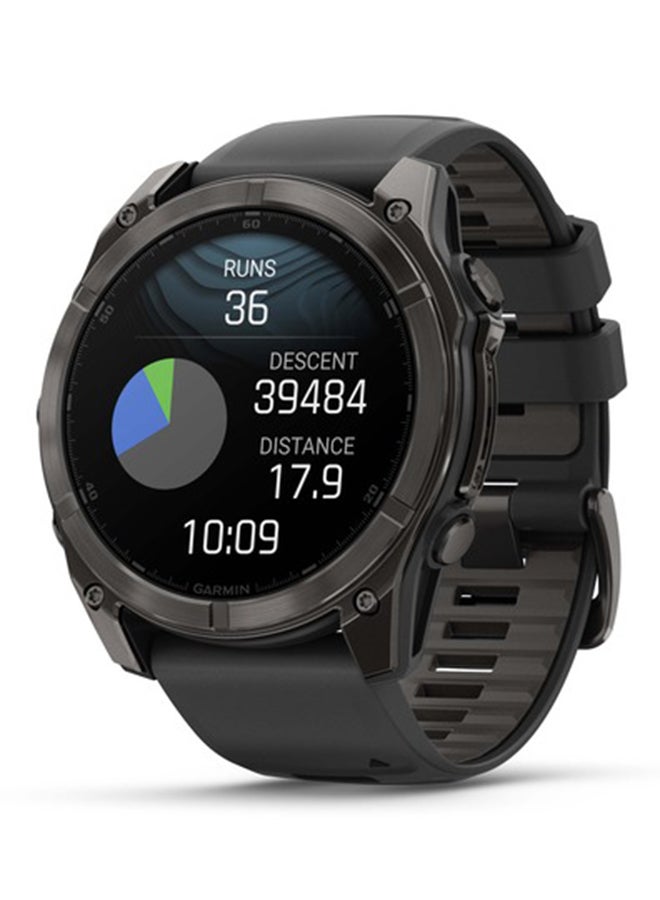 GARMIN - Fenix 8 - 51MM - Up To 48 Days Battery Life with Solar Charging - 1.4"inch Sunlight-Visible, Transflective Memory-In-Pixel (Mip), Scratch Resistant, Power Sapphire™, Heart Rate Monitor, All Day Stress Monitor, Offline Voice Command, Calling Features, Super Bright LED Flashlight, iOS and Android Compatible Titanium - Image 1