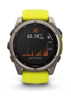 GARMIN Fenix 8 - 51MM - Up To 48 Days Battery Life with Solar Charging - 1.4"inch Sunlight-Visible, Transflective Memory-In-Pixel (Mip), Scratch Resistant, Power Sapphire™, Heart Rate Monitor, All Day Stress Monitor, Offline Voice Command, Calling Features, Super Bright LED Flashlight, iOS and Android Compatible Titanium  - Image 5