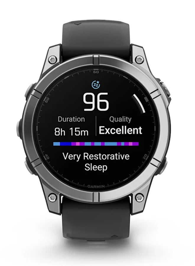GARMIN - Fenix E - 47MM - Up To 16 Days Battery Life - 1.3"inch Amoled Display, Scratch Resistant, Corning® Gorilla® Glass, Heart Rate Monitor, All Day Stress Monitor, Advanced GPS Features, Built-in GNSS and Sports App, iOS and Android Compatible Steel - Image 1