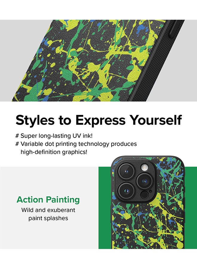 Ringke Onyx Case Compatible With iPhone 15 Pro , Enhanced Grip Tough Flexible TPU Shockproof Rugged TPU Bumper Phone Cover - Action Painting - Image 3