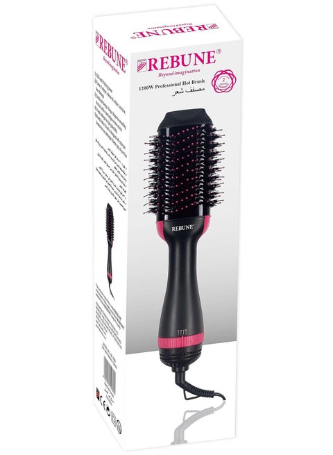 1200W Hot Air Styler New Hair Styler One-Step Volumizer Negative Ionic Technology Hair Dryer and Hot Air Brush Black/Pink