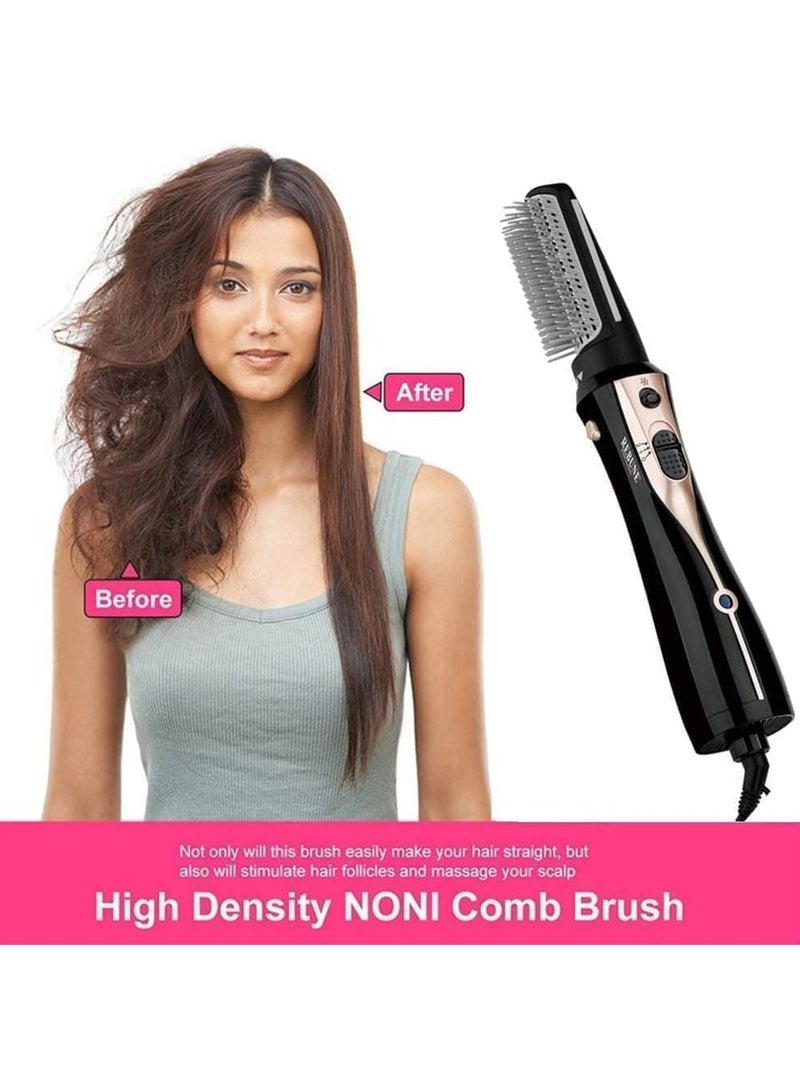 REBUNE RE-2078-2 1200W Hair Styler 3 In 1 Hot Air Styler One Step Negative Ion Electronic Dryer Hair Straightener & Curler Brush With 2 Attachments Black - Image 4