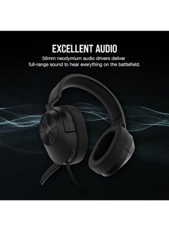CORSAIR Corsair HS55 Stereo Gaming Wired On Ear Headset (Leatherette Memory Foam Ear Pads, Lightweight Construction, Omni-Directional Microphone, Multi-Platform Compatibility Included Y-Cable Adapter), Carbon  - Image 2