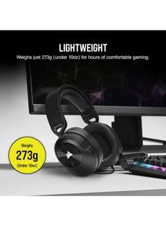 CORSAIR Corsair HS55 Stereo Gaming Wired On Ear Headset (Leatherette Memory Foam Ear Pads, Lightweight Construction, Omni-Directional Microphone, Multi-Platform Compatibility Included Y-Cable Adapter), Carbon  - Image 4
