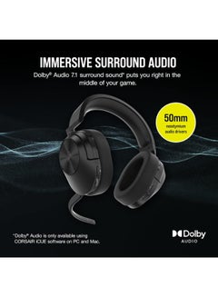 Corsair HS55 Wireless Gaming Headset, Carbon, Low-Latency 2.4Ghz Wireless or Bluetooth, Dolby Audio 7.1 Surround Sound on PC and Mac, Omni-Directional Microphone with Flip-to-Mute Function - pnsku/N70103900V/45/_/1724739359/4605c289-e3a3-4629-9a00-132508f584ad