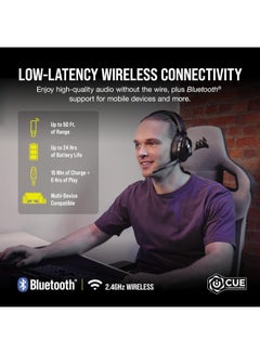 CORSAIR Corsair HS55 Wireless Gaming Headset, Carbon, Low-Latency 2.4Ghz Wireless or Bluetooth, Dolby Audio 7.1 Surround Sound on PC and Mac, Omni-Directional Microphone with Flip-to-Mute Function  - Image 2