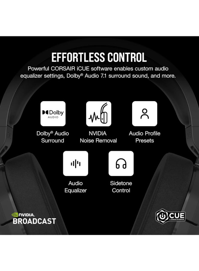 Corsair HS55 Wireless Gaming Headset, Carbon, Low-Latency 2.4Ghz Wireless or Bluetooth, Dolby Audio 7.1 Surround Sound on PC and Mac, Omni-Directional Microphone with Flip-to-Mute Function - pnsku/N70103900V/45/_/1724739365/fc0132f9-8e4d-40fc-86f8-5b6c9c2b1d49