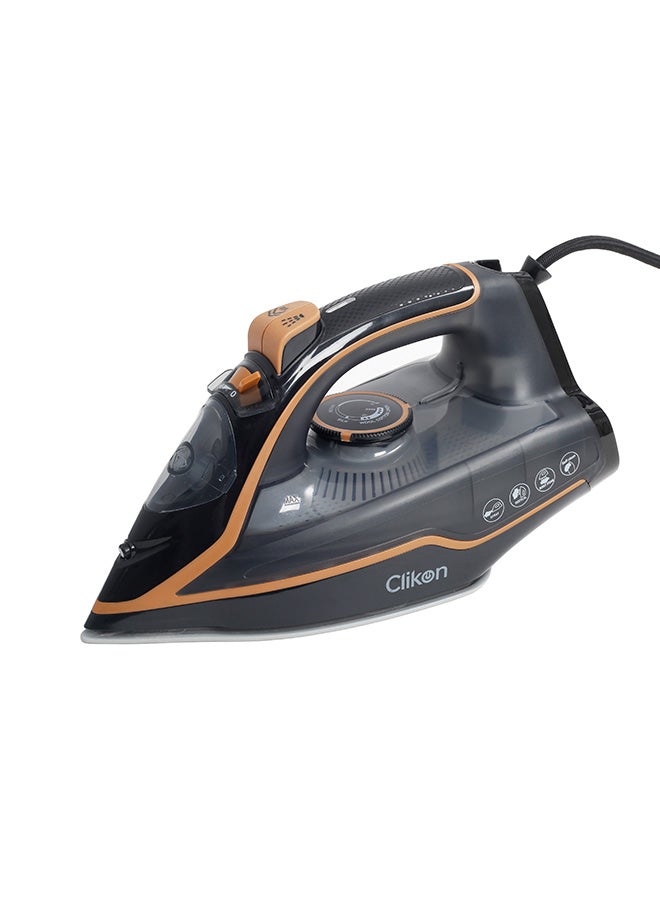 Steam Iron, Ceramic Soleplate, Steam/burst Steam/vertical Steam Settingsceramic Coated Non-stick Sole Plate, 2200-2400w 230 ml 2400 W CK4125 Black And Brown - view 3