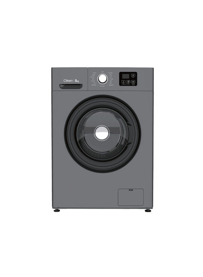 Clikon - 8 KG Front Loading Fully Automatic Washing Machine CK652 Grey - Image 1