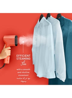 TEFAL Pure POP Garment Steamer | Steams/Purifies Garments | Steam Output Up to 20 g/min | Removes Lint | Delicate Fabrics | Reversible Pad System | Ultra-Compact | Travel-Friendly | Fast Heat-Up | 70 ml 1300 W DT2022G0 Coral Red - pnsku/N70103945V/45/_/1724992891/0adbf4d0-a715-48ff-880f-9102ee805c3f