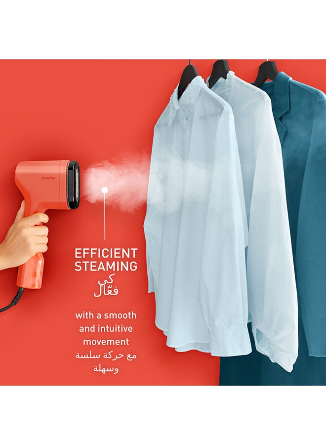 Tefal - TEFAL Pure POP Garment Steamer | Steams/Purifies Garments | Steam Output Up to 20 g/min | Removes Lint | Delicate Fabrics | Reversible Pad System | Ultra-Compact | Travel-Friendly | Fast Heat-Up | 70 ml 1300 W DT2022G0 Coral Red - Image 1