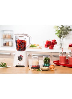 مولينكس MOULINEX Blendforce 2 Blender | Smart Lock | Up to 3 minutes of continuous blending on any of the three speeds | Grinder | Ice crush function | Air Cooling System | 2 L 600 W LM422127 White / Red  - Image 2