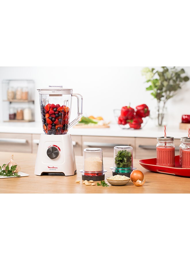 مولينكس - MOULINEX Blendforce 2 Blender | Smart Lock | Up to 3 minutes of continuous blending on any of the three speeds | Grinder | Ice crush function | Air Cooling System | 2 L 600 W LM422127 White / Red - Image 1