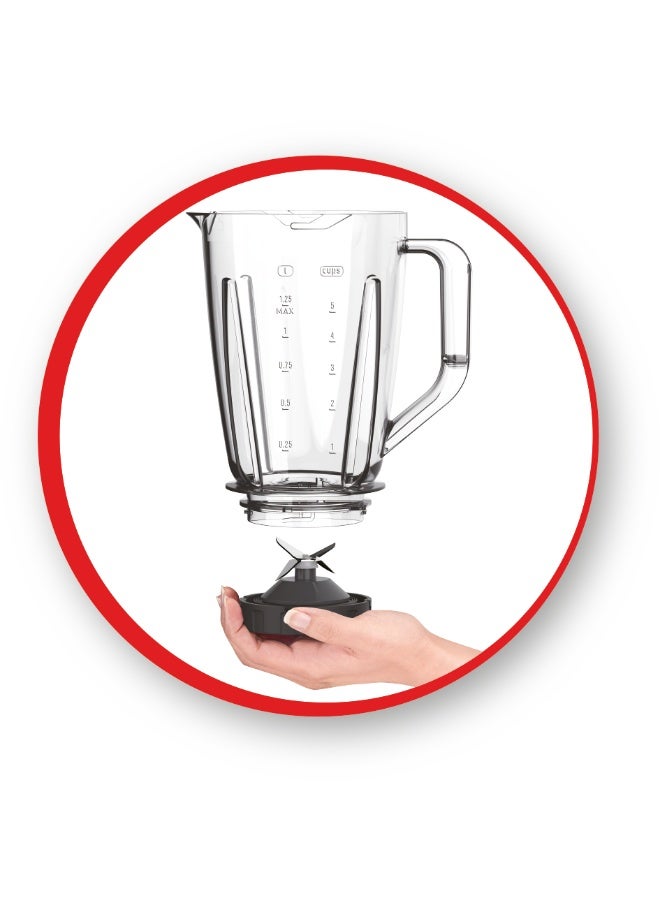 مولينكس MOULINEX Blendforce 2 Blender | Smart Lock | Up to 3 minutes of continuous blending on any of the three speeds | Grinder | Ice crush function | Air Cooling System | 2 L 600 W LM422127 White / Red - Image 4