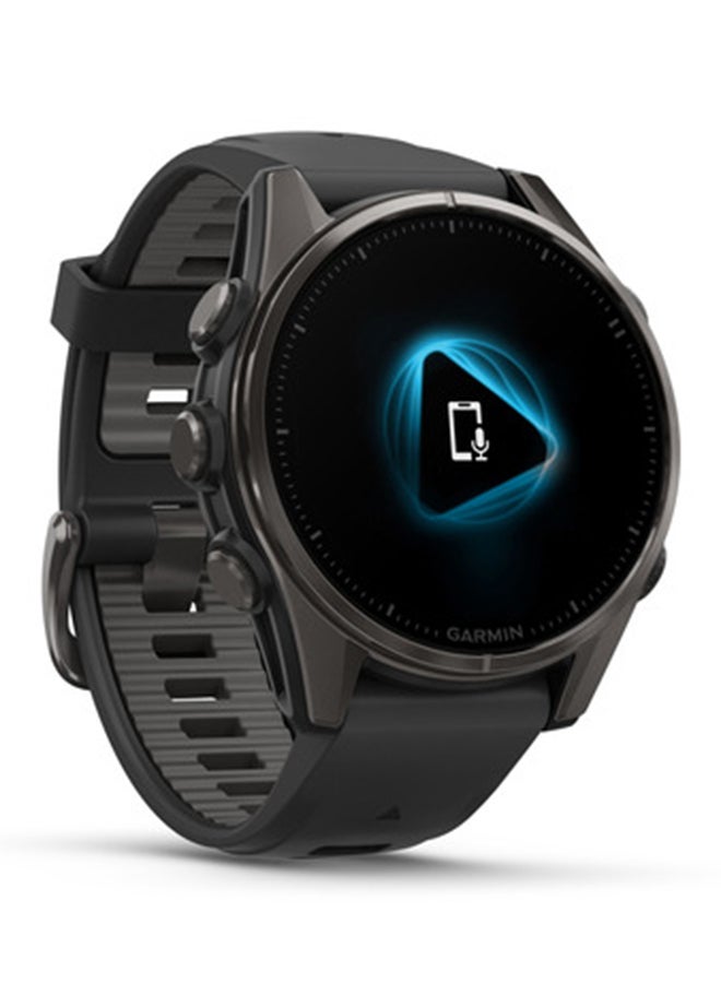 GARMIN Fenix 8 - 43MM - Up To 29 Days Battery Life - 1.3"inch Amoled Display, Scratch Resistant, Sapphire Crystal, Heart Rate Monitor, All Day Stress Monitor, Offline Voice Command, Calling Features, Super Bright LED Flashlight, iOS and Android Compatible Carbon Gray  - Image 3
