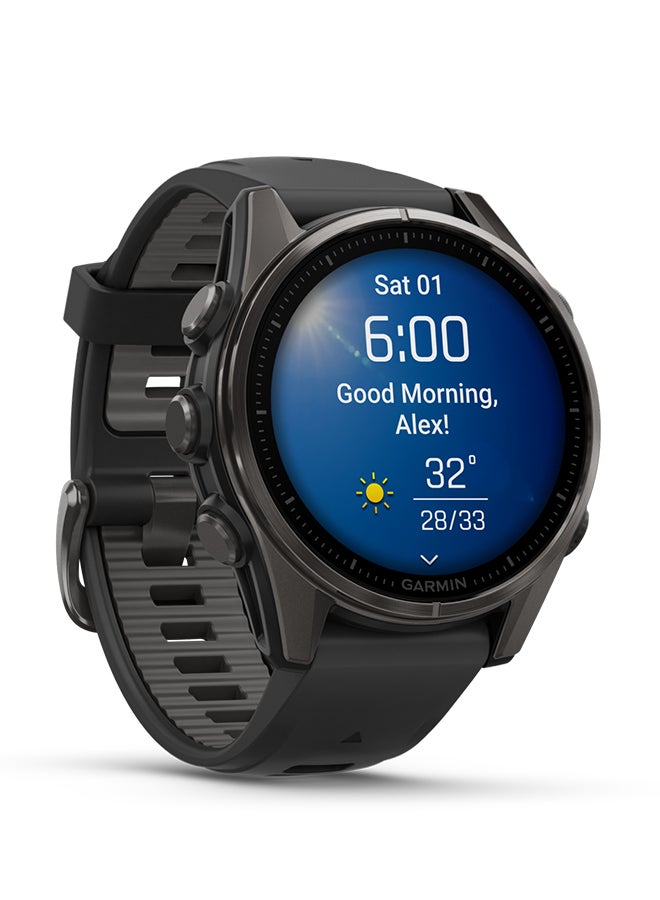 GARMIN Fenix 8 - 43MM - Up To 29 Days Battery Life - 1.3"inch Amoled Display, Scratch Resistant, Sapphire Crystal, Heart Rate Monitor, All Day Stress Monitor, Offline Voice Command, Calling Features, Super Bright LED Flashlight, iOS and Android Compatible Carbon Gray  - Image 5