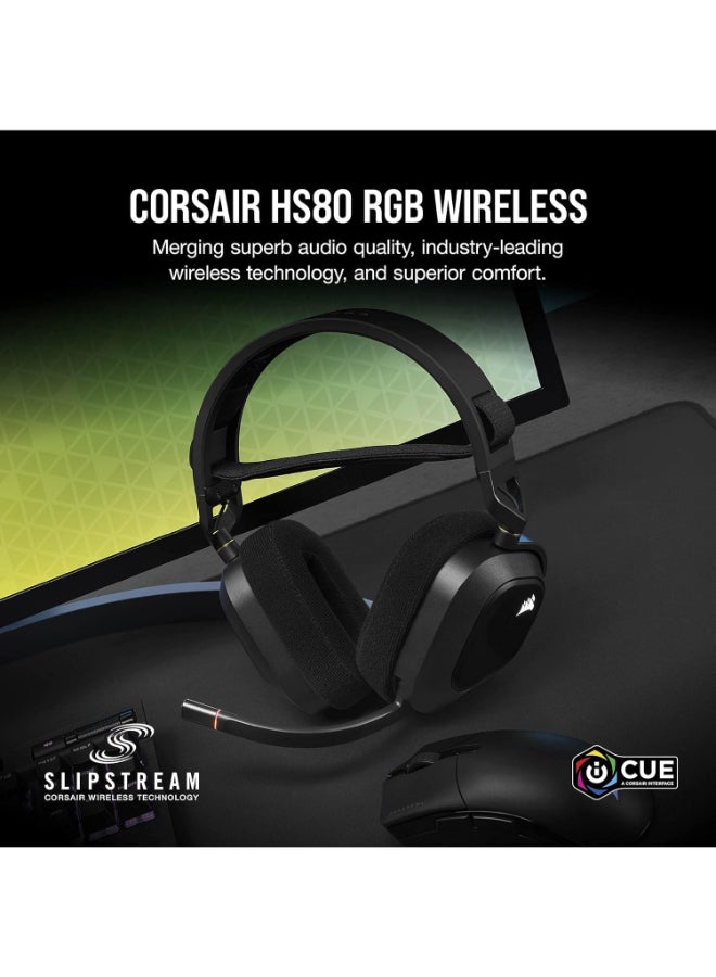 CORSAIR - Corsair HS80 RGB Wireless Premium Gaming Headset with Spatial Audio - Works with Mac, PC, PS5, PS4 - Carbon - Image 1