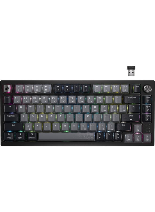 CORSAIR - Corsair K65 Plus Wireless 75% RGB Hot-Swappable Mechanical Gaming Keyboard – Pre-Lubricated MLX Red Linear Switches – Top Mounted – Dual-Layer Sound Dampening – PBT Keycaps – QWERTY NA – Black - Image 1