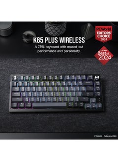 CORSAIR Corsair K65 Plus Wireless 75% RGB Hot-Swappable Mechanical Gaming Keyboard – Pre-Lubricated MLX Red Linear Switches – Top Mounted – Dual-Layer Sound Dampening – PBT Keycaps – QWERTY NA – Black  - Image 2