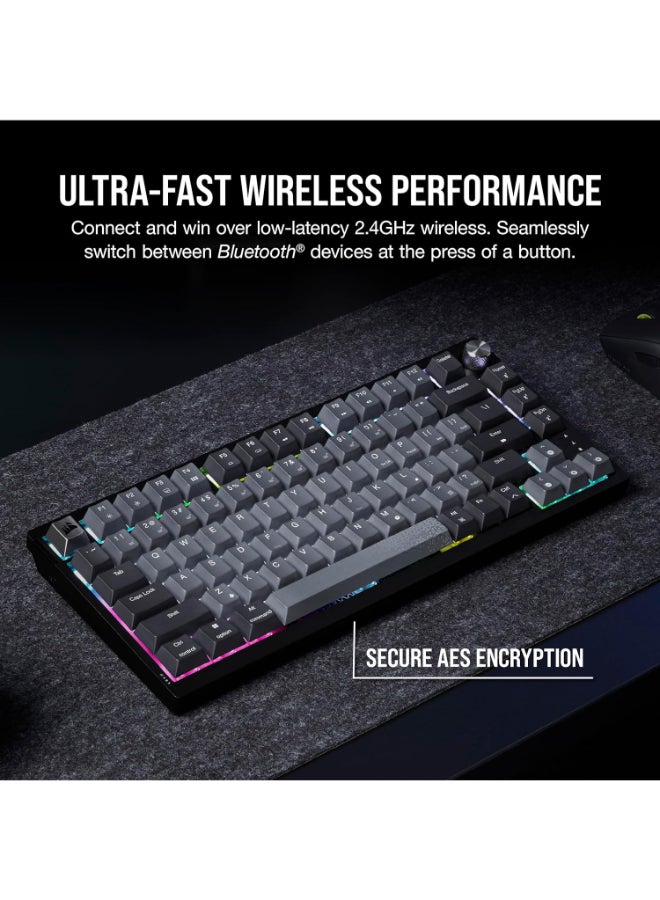 CORSAIR - Corsair K65 Plus Wireless 75% RGB Hot-Swappable Mechanical Gaming Keyboard – Pre-Lubricated MLX Red Linear Switches – Top Mounted – Dual-Layer Sound Dampening – PBT Keycaps – QWERTY NA – Black - Image 1