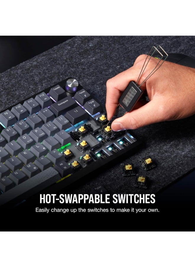 CORSAIR - Corsair K65 Plus Wireless 75% RGB Hot-Swappable Mechanical Gaming Keyboard – Pre-Lubricated MLX Red Linear Switches – Top Mounted – Dual-Layer Sound Dampening – PBT Keycaps – QWERTY NA – Black - Image 1