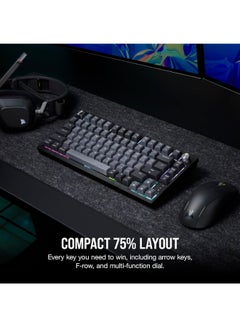 CORSAIR Corsair K65 Plus Wireless 75% RGB Hot-Swappable Mechanical Gaming Keyboard – Pre-Lubricated MLX Red Linear Switches – Top Mounted – Dual-Layer Sound Dampening – PBT Keycaps – QWERTY NA – Black  - Image 3