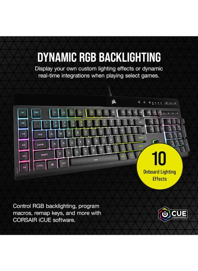CORSAIR - Corsair K55 RGB PRO XT - Dynamic Per-Key RGB Backlighting - Six Macro Keys with Elgato Stream Deck Software Integration - IP42 Dust and Spill-Resistant - Detachable Palm Rest - Media and Volume Keys - Image 1