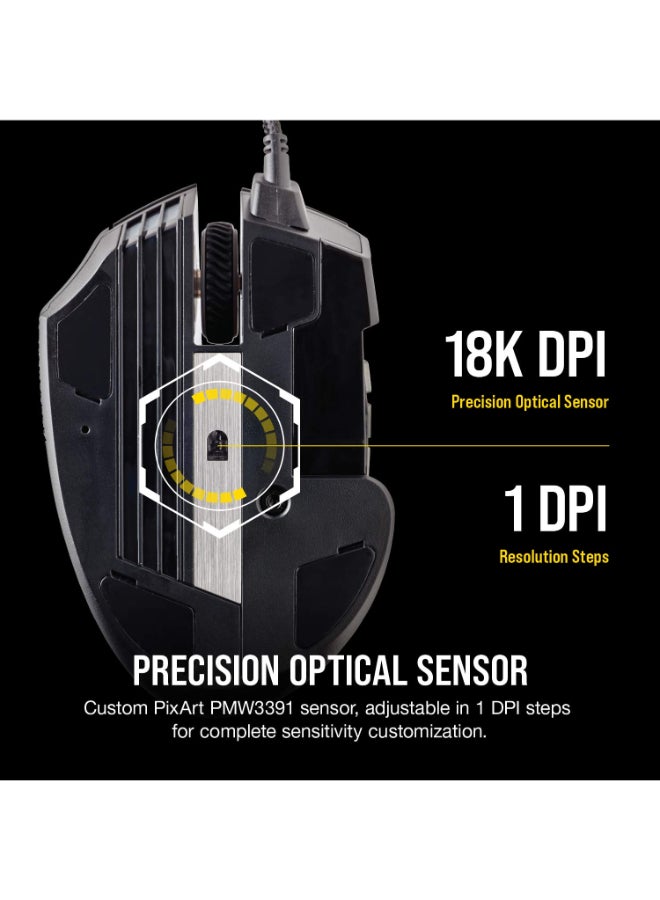 CORSAIR Corsair Scimitar RGB Elite, MOBA/MMO Gaming Mouse, Black  - Image 4
