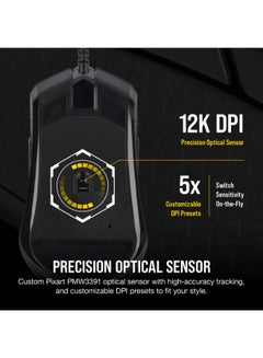 CORSAIR Corsair M55 RGB Pro Ambidextrous Wired Gaming Mouse, 12400 DPI Adjustable Sensor-Black  - Image 4